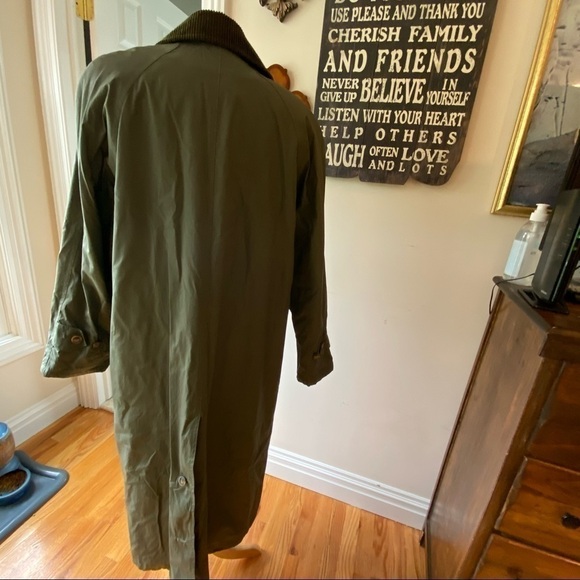 Portrait Fully Lined Winter Rain Coat. Olive Green With Flannel Interior. - Picture 2 of 7